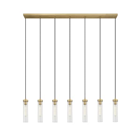 Z-Lite Beau Linear Chandelier, 7-Light, 4.75 In.W x 54 In.L x 12.75 In.H, Rubbed Brass/Clear 740P-7L-RB